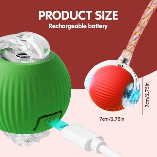 2 PCS Interactive Cat Toy Rolling Ball with Tail Chewie Viral Dog Ball, Smart Automatic Rolling Pet Balls,Automatic Moving Electric Cat Toy