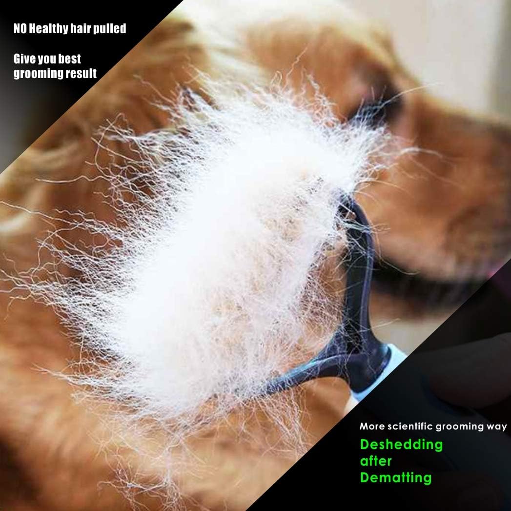 Deshedding 2-Sided Pet Grooming Tool for Cats & Dogs with Thick, Curly, and Wiry Hair - Dematting for Mats & Tangles, Reduces Shedding