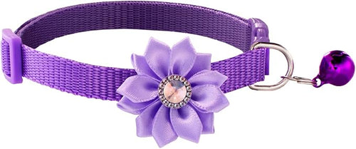 13Pcs Puppy Collars, Cat ID Collars with Bell Adjustable 19-32cm, Flower Soft Nylon Adjustable Identification Collars for Puppy Kittens(unbreakaway)