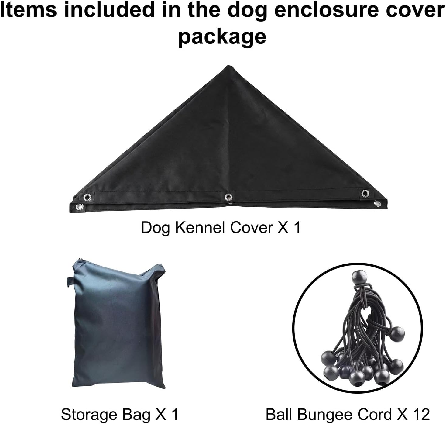 Outdoor Dog Kennel Cover 4.6'W x 4.6'L Replacement Covers | Waterproof, Dustproof, and UV-Resistant 600D Oxford Fabric with Spherical Elastic Cord and Storage Pouch(Covers Only) - Black