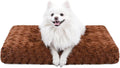 KSIIA Washable Dog Bed Deluxe Plush Dog Crate Beds Comfy Kennel Pad Anti-Slip Pet Sleeping Mat for Large, Jumbo, Medium, Small Dogs Breeds, 29" x 21", Brown
