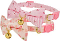 2 Pack Cat Collars with Bow Tie and Bell Adjustable Breakaway Pink Kitten Collar for Female Cats(Peach & Cherry)