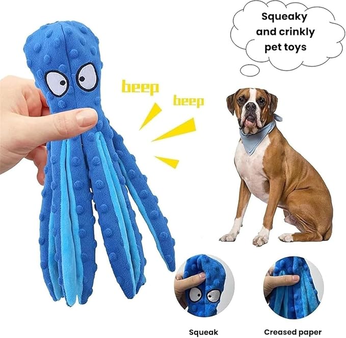 2025 New Upgrade Interactive Chew Pet Toy No Stuffing Bite-Resistant Squeaky Perfect for Puppies, Small and Medium Dogs (1pc Blue)
