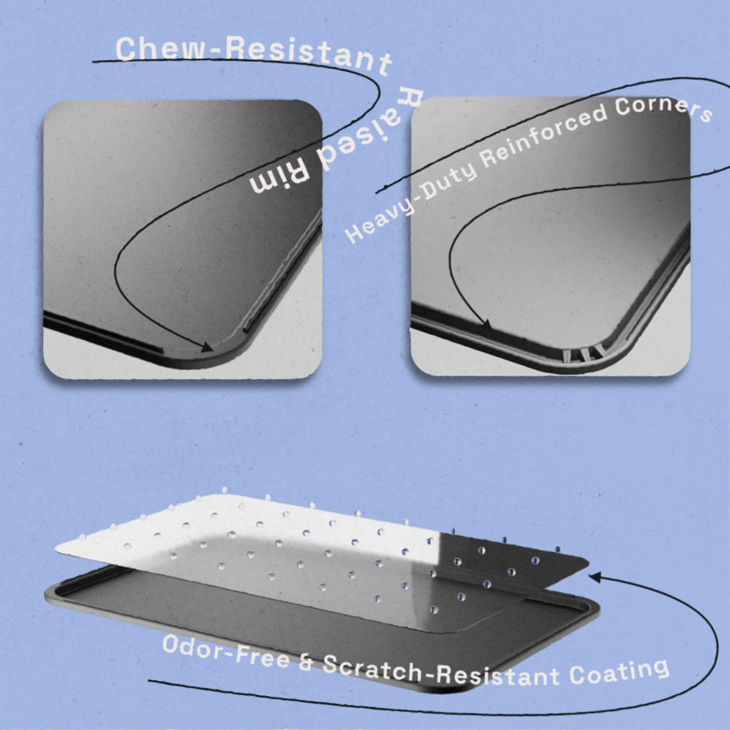 Dog Crate Tray Replacement - Heavy Duty Reinforced Pan | Thick composite plastic, waterproof & easy-clean. Fits metal cages, litter boxes & puzzle boards.