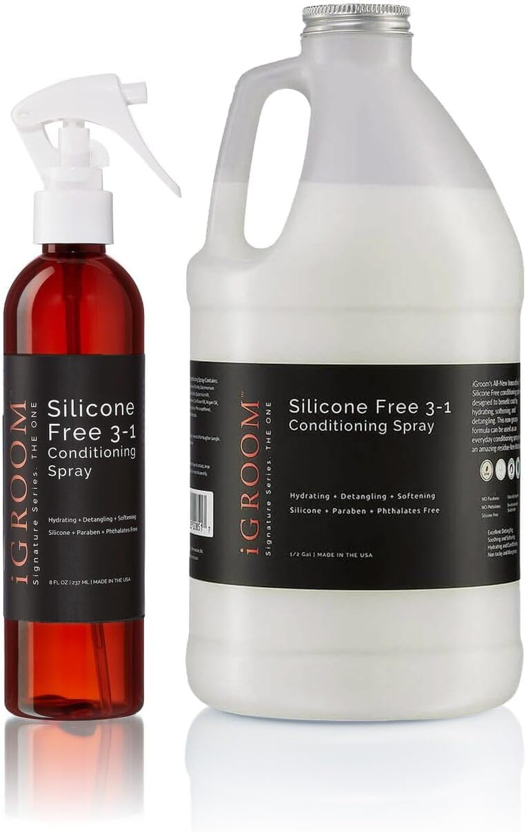 iGroom Silicone Free 3-1 Dog Conditioning/Detangling Spray, Luxury Pet Beauty Care, Hydrating, Paraben and Phthalates Free, Made in USA, 8 oz