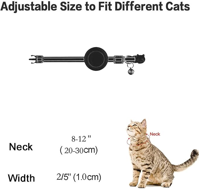 Airtag Cat Collar Breakaway, Safety Kitten Collar with Apple Airtag Holder, GPS Cat Collar with Bell, Lightweigh Tracker Cat Collars for Girl Boy Cats, Kittens and Puppies (Blue Moon)