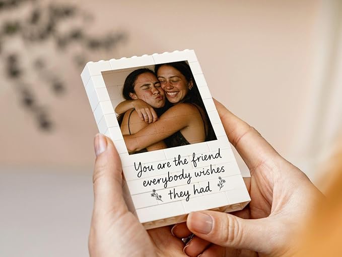 NAZENTI Personalised Best Friend Photo Gift for Besties, Birthday Present For Her, Friendship Keepsake Building Block for Valentine Christmas Gift for BFF, Custom Puzzle Decor for Family