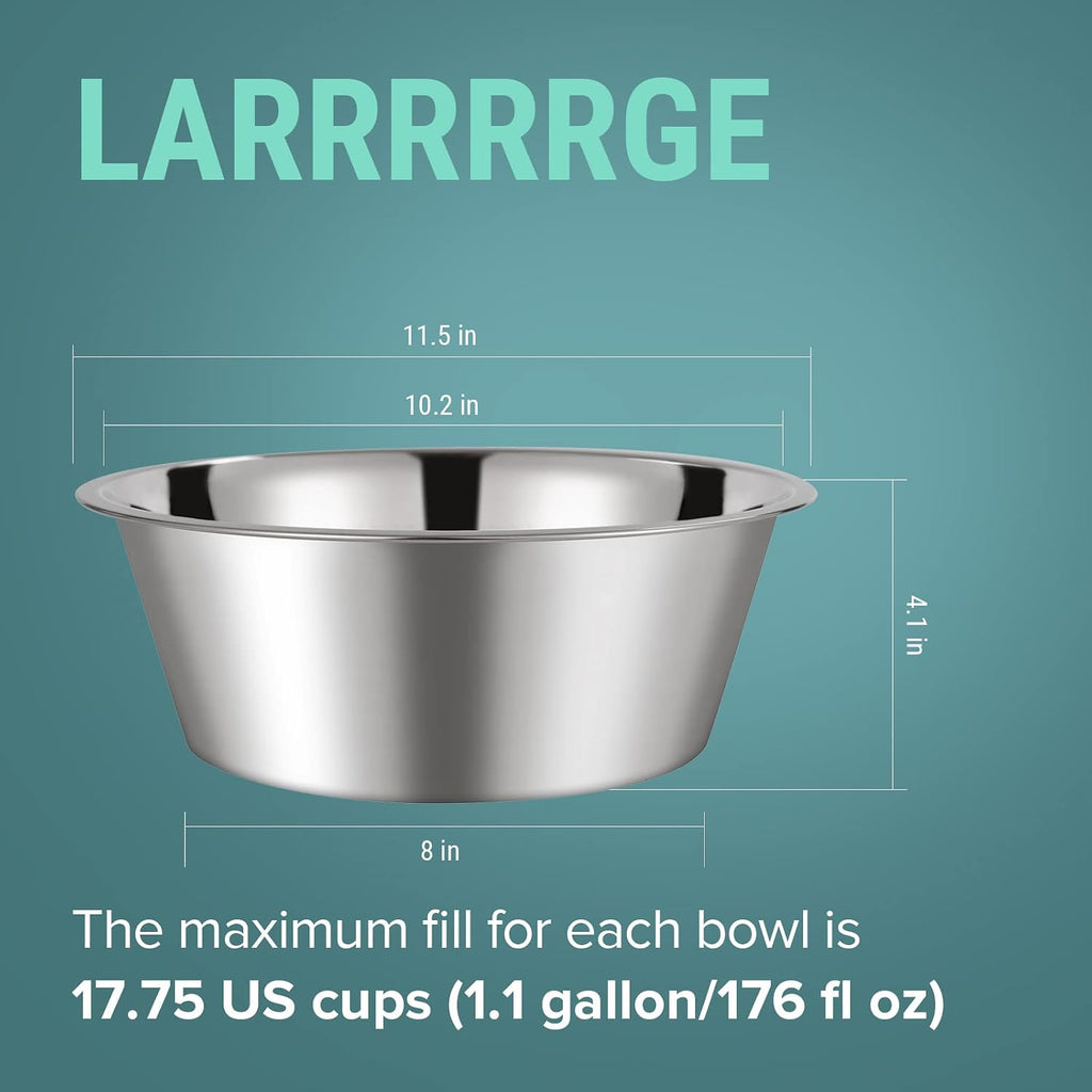 URBUDDIES 1.1 Gallon Extra Large Stainless Steel Dog Water Bowls, 2 Pack