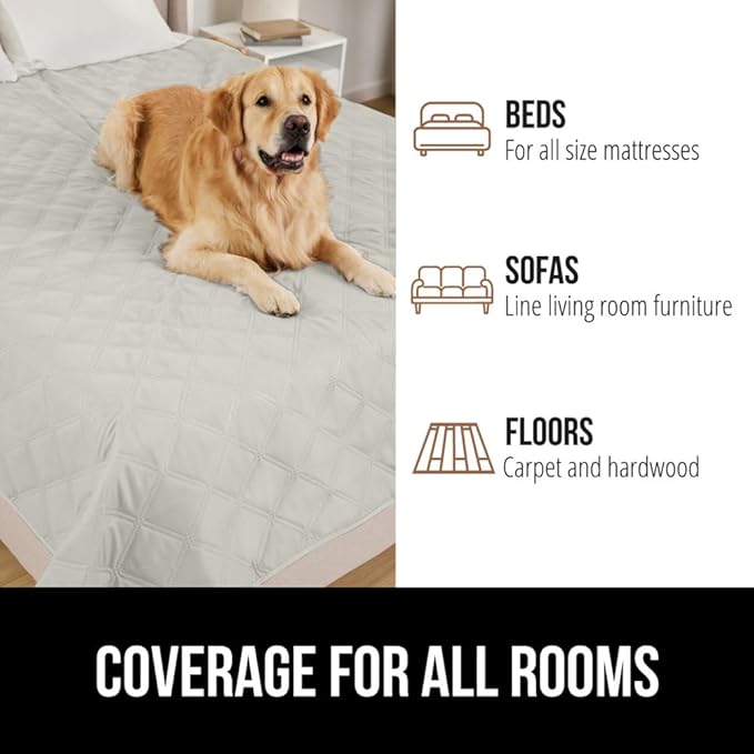 GORILLA GRIP Waterproof Couch Cover for Dogs, Gripped Slip Resistant Backing, Leak Proof Washable Dog Blanket Covers Sofa, Bed, Sectional, Crate, Car, RV Seats, Pet Puppy Essentials, 30x70 Light Taupe