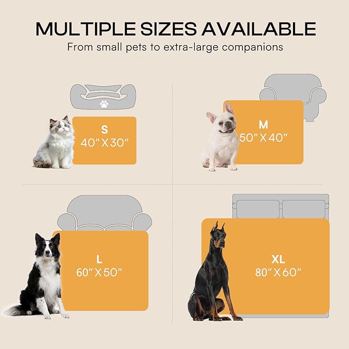 Luciphia Large Waterproof Dog Blanket Pet Washable Liquid Proof Furniture Protector Small Shaggy Plush Calming Long Faux Fur Bed Cover for Couch Cat Blankets for Kitten Doggy, Mist Grey, 30" x 40"