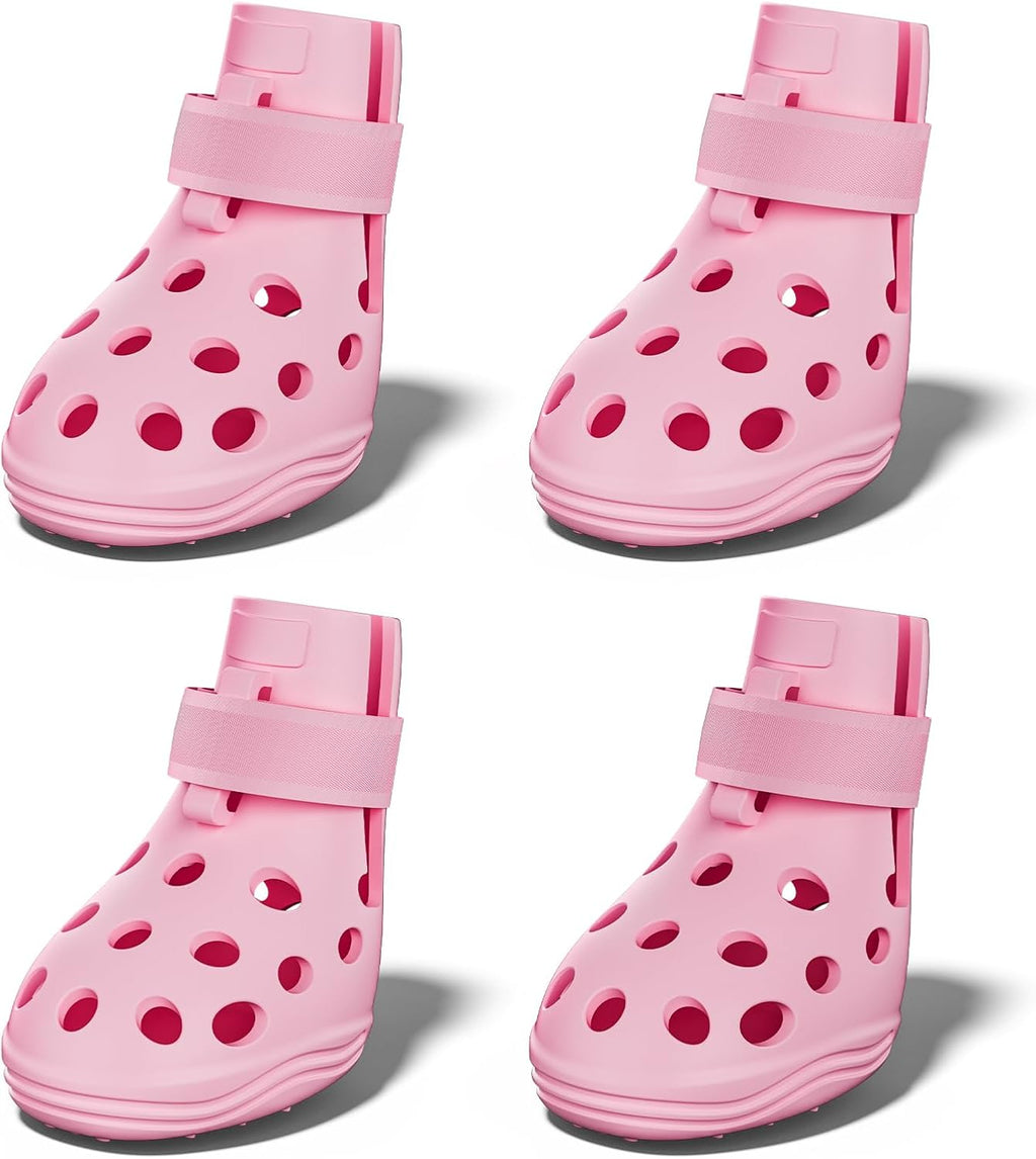 Dog Shoes for Hot Pavement, Breathable Dog Boots Paw Protectors with Adjustable Straps & Non-Slip Sole, Easy On & Off, Waterproof, Easy-Cleaning (Pink, M)