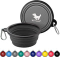 Collapsible Dog Bowls for Travel, 2-Pack Dog Portable Water Bowl for Dogs Cats Pet Foldable Feeding Watering Dish for Traveling Camping with Carabiners, BPA Free (Grey&Black, Small (Pack of 2))