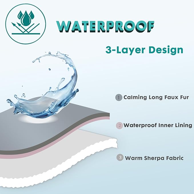 gogobunny Waterproof Dog Blanket for Couch & Furniture Protection - Super Soft Reversible Throw for Large Dogs & Cats, Calming Washable Fur & Sherpa Pet Blanket (50x60 Inch, Cream)