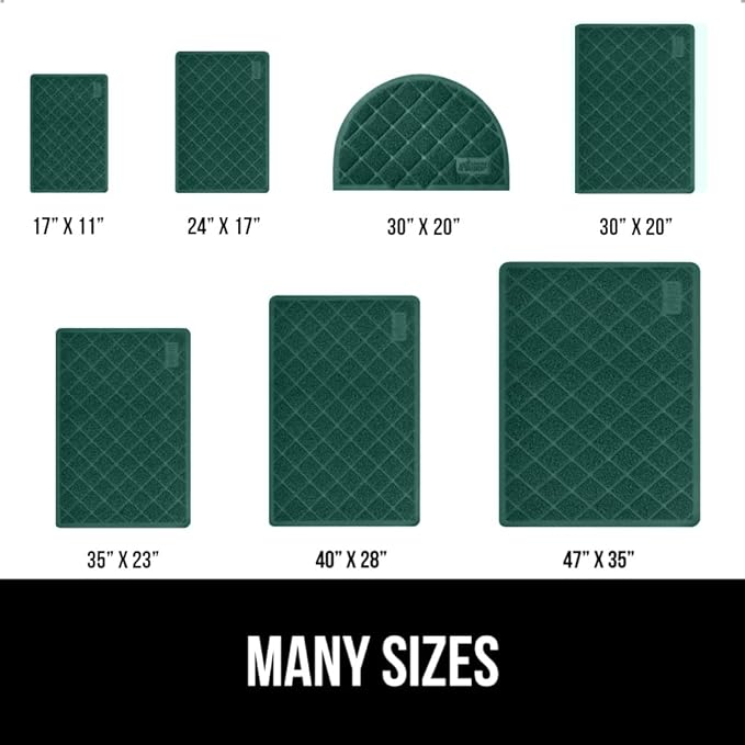 GORILLA GRIP Cat Litter Box Mat, 47x35, Water Resistant, US Designed Kitty Litter Trapping Mats, Easy to Clean, Scatter Control, Less Mess and Clean Floors, Kitten Supplies for Indoor Cats, Dark Green