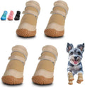 Dog Shoes for Small Dogs, Dog Boots & Paw Protectors for Hot Pavement Winter Snow Hiking, Anti-Slip Dog Booties for Hardwood Floor Pink Brown Size 2