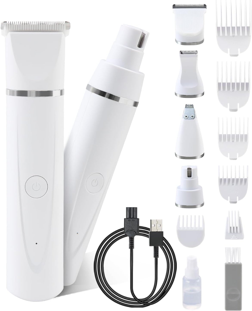 Dog Clippers for Grooming, Low Noise Dog Nail Grinder,Cordless Trimmers Dog Grooming Kit, 6 Length Guards 3 Blade Heads, pet Nail Trimmer for Cats or Dog Eyes, Ears, Face,Rump,Nail,Body