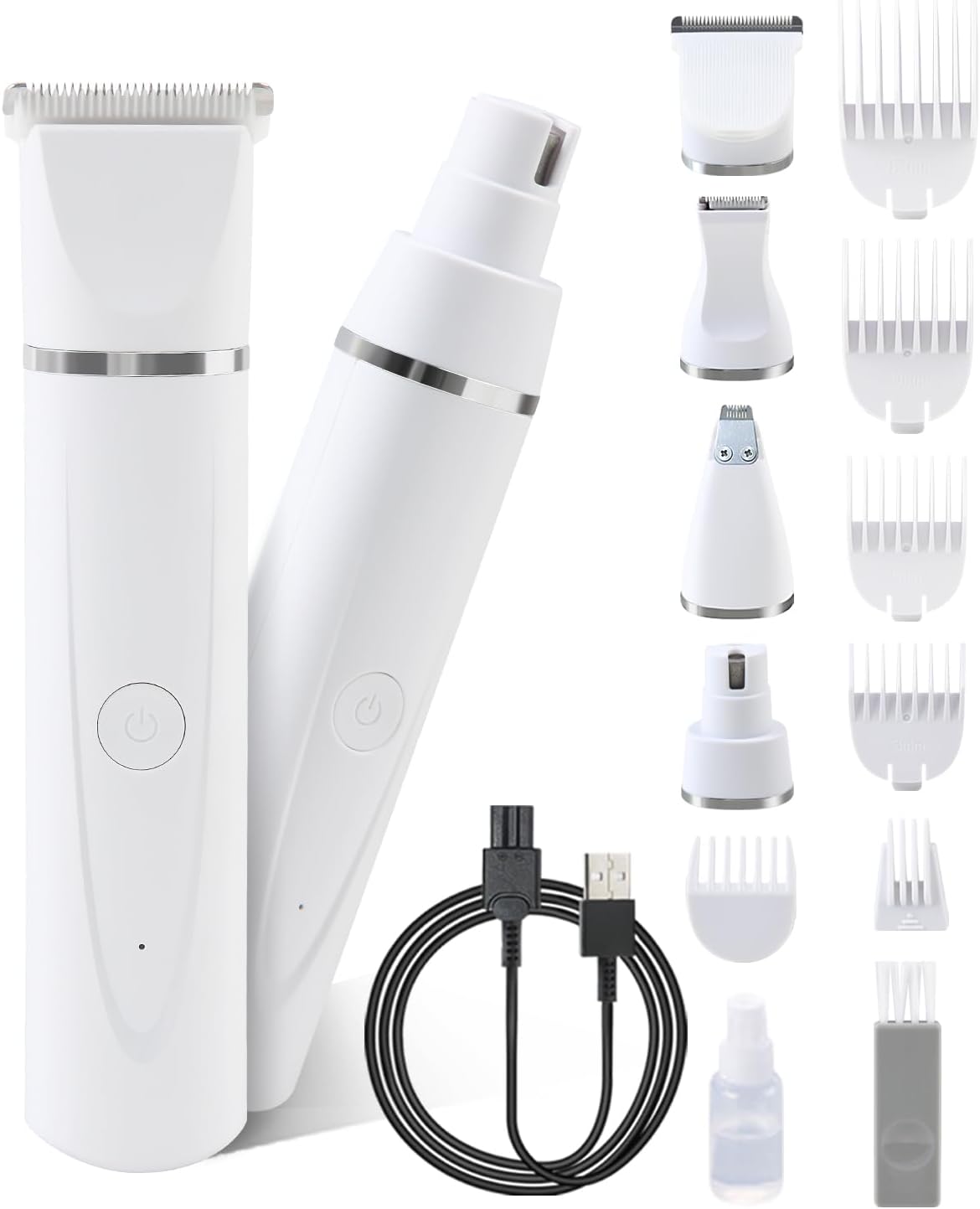 Dog Clippers for Grooming, Low Noise Dog Nail Grinder,Cordless Trimmers Dog Grooming Kit, 6 Length Guards 3 Blade Heads, pet Nail Trimmer for Cats or Dog Eyes, Ears, Face,Rump,Nail,Body