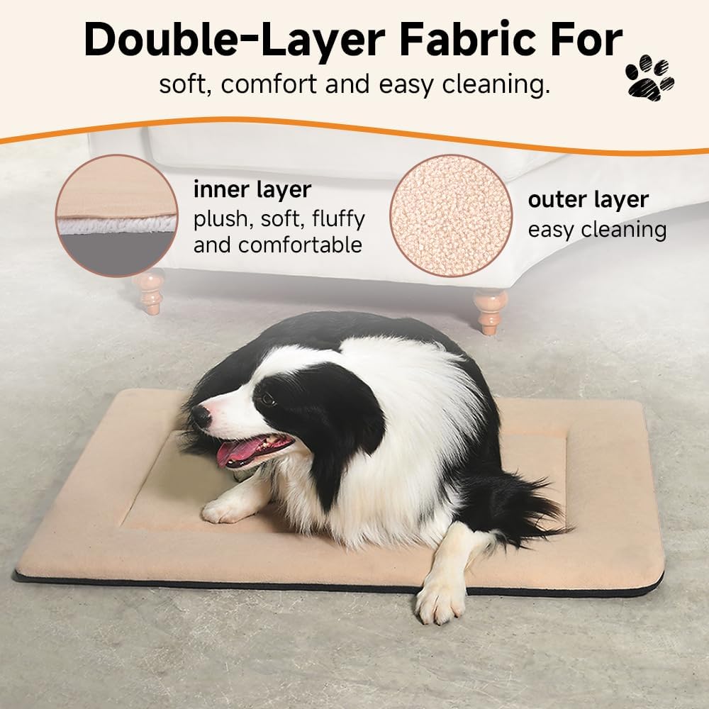 Dog Bed Crate Pad 24x18 Washable Dog Crate Beds Double Sided Pet Bed