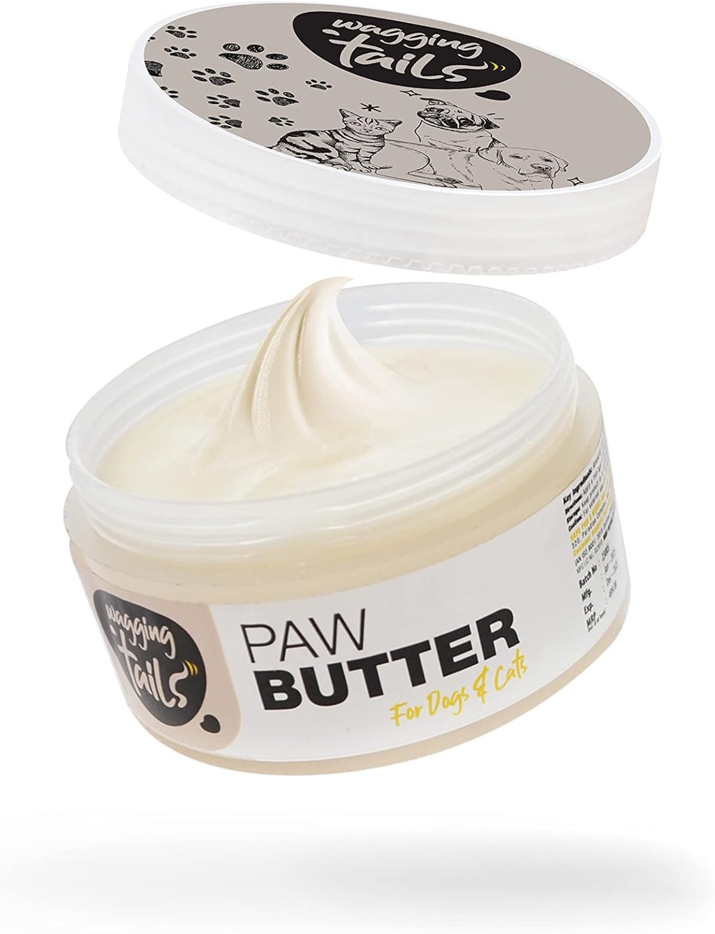Wagging Tails Paw Butter for Dogs & Cats | Protects Dry Paw Pads, Snouts & Elbows |All-Weather Protection with Shea Butter, Coconut Oil & Beeswax |Lick-Safe - 1.76 fl oz