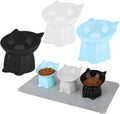 3 Pcs Elevated Cat Bowls 15°Raised Cat Food Bowl with Silicone Mat Blue | Whisker Friendly Anti Vomiting Cats Dishes Pet Food and Water Bowls for Indoor Cats Kittens