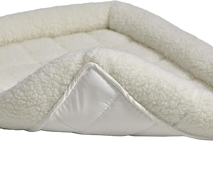 MidWest Homes for Pets QuietTime Dog Bed – White Fleece Bolster, Ultra-Soft and Machine Washable, Fits 42-Inch Crates and Carriers, for Large Breed Dogs