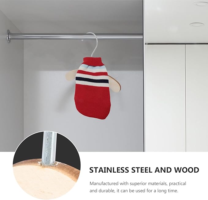 Professional Wooden Pet Clothes Hangers for Small Dogs and Cats, 8.66-inch Solid Wood Coat Hangers with Swivel Hook, Household Portable Dog and Cat Accessory Organizer