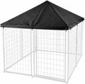 Outdoor Dog Kennel Cover 4.6'W x 4.6'L Replacement Covers | Waterproof, Dustproof, and UV-Resistant 600D Oxford Fabric with Spherical Elastic Cord and Storage Pouch(Covers Only) - Black