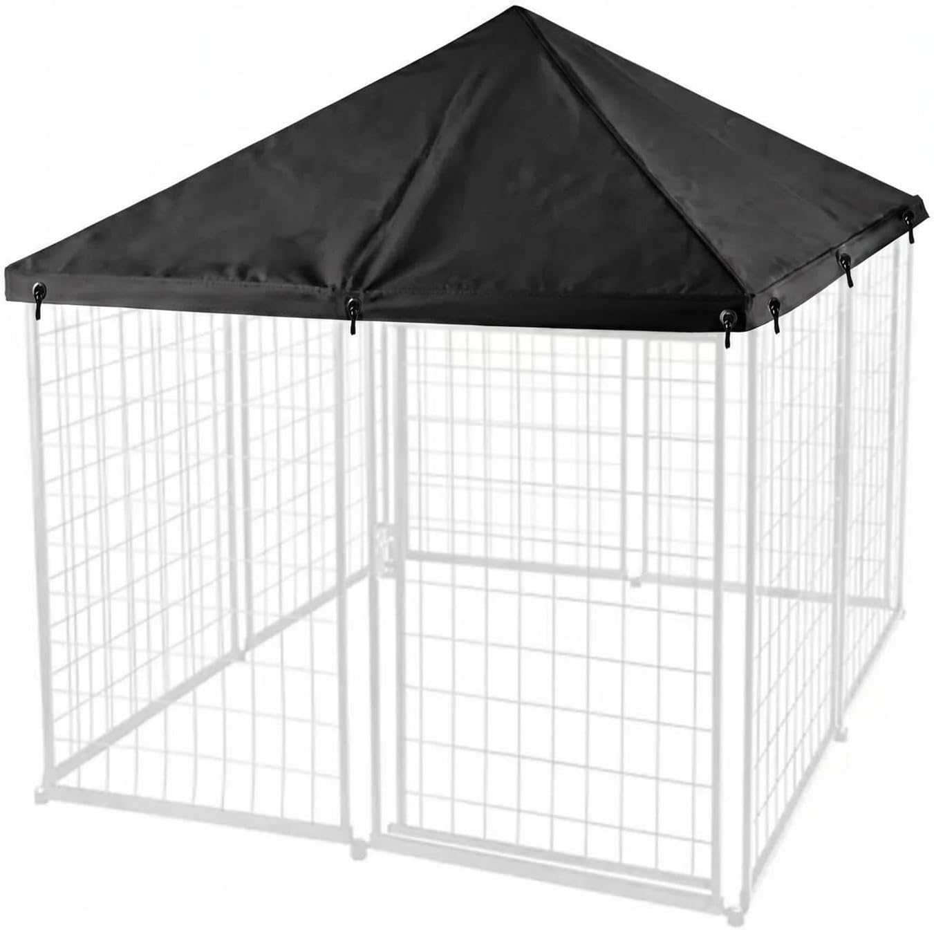 Outdoor Dog Kennel Cover 4.6'W x 4.6'L Replacement Covers | Waterproof, Dustproof, and UV-Resistant 600D Oxford Fabric with Spherical Elastic Cord and Storage Pouch(Covers Only) - Black