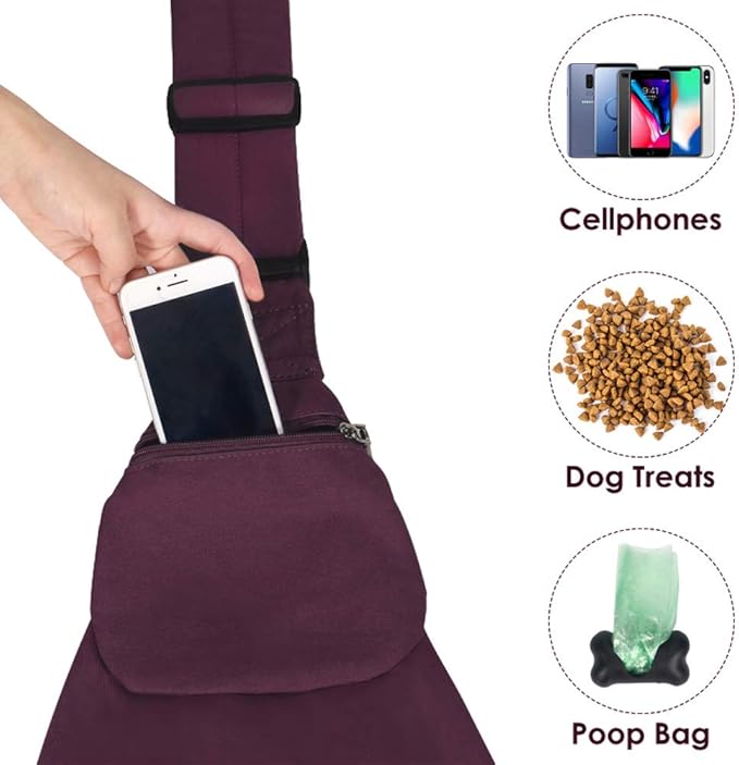 SlowTon Dog Carrier Sling - Thick Padded Shoulder Strap Adjustable Dog Carriers for Small Dogs, Puppy Carrier Purse for Pet Cat with Front Zipper Pocket Safety Belt Machine Washable, WR, M