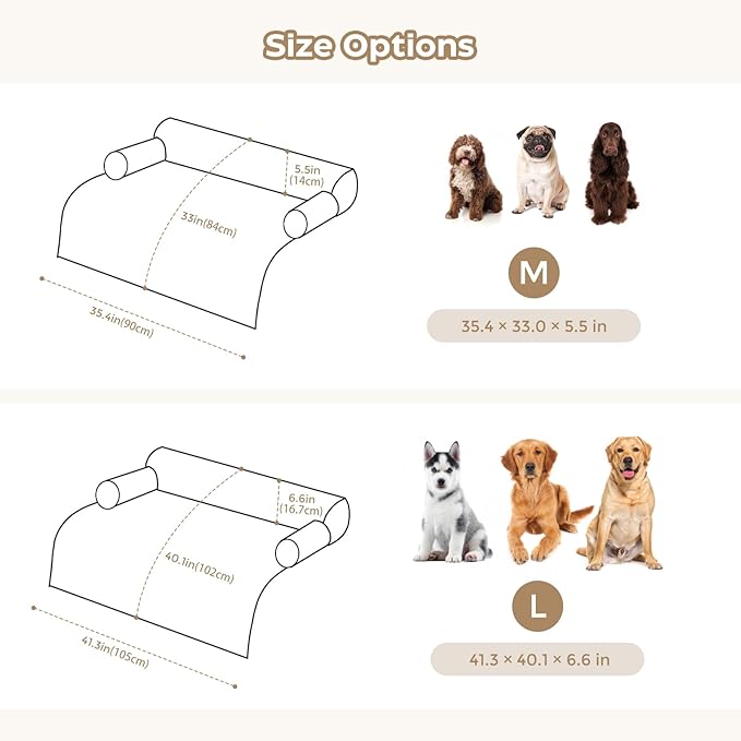Avont Dog Bed Mat for Couch, Warm Fluffy Calming Sofa Topper Furniture Protector for Small Medium Large Dogs Cats with Removable Washable Cover -Darkgrey(L)