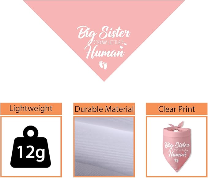 Baby Announcement Dog Bandana Big Sister to My Little Human Gender Reveal Pregnancy Announcement Photo Props Dog Scarf for Large Medium Small Dogs