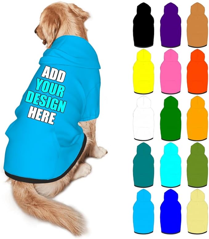 Personalized Dog Hoodie Customized with Name Photo Pet Warm Sweater Hoodie for Medium Large Dogs & Cat Puppy, SkyBlue, M