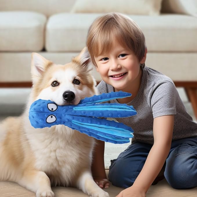 Octopus Dog Toys, No Stuffing Crinkle Dog Toys for Aggressive Chewers, Durable Interactive Chew Toys for Small, Medium and Large Dogs Training and Reduce Boredom (Purple)