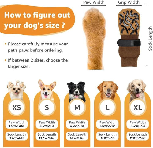 2 Pairs Anti Slip Dog Socks to Prevent Licking Paws,Dog Shoes for Hot Pavement,Dog Booties for Small Medium Large Senior Dogs,Paw Protectors for Hardwood Floors (Black&Grey,XL)