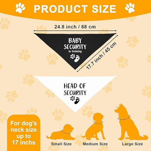 2 Pack Dog Bandana Pregnancy Announcement, Baby Security in Training and Head of Security Gender Reveal Puppy Dog Scarf Accessories, Adjustable Pet Bandana Scarf for Small Medium Large Dogs