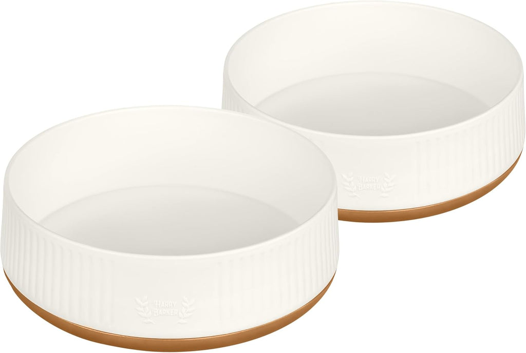 Harry Barker Large Modern Dog Bowls, 2-Pack Eco-Friendly Plastic Pet Food & Water Bowls, Non-Slip Base, Dishwasher Safe, BPA-Free, Neutral Design, Holds 9 Cups Each