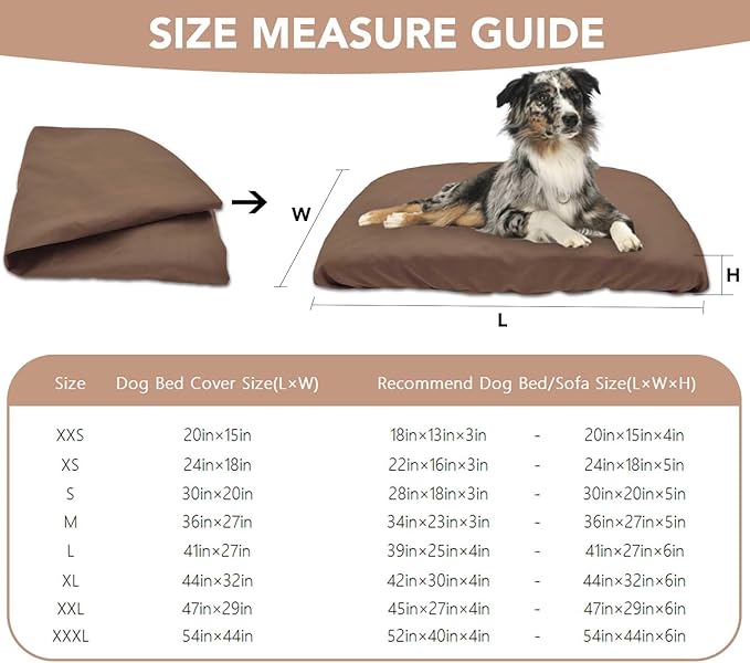 Dog Bed Cover Waterproof Replacement Machine Washable Covers for Dog Bed Heavy Duty Scratch Resistant Mattress Protector Pet Bed 36x27 Inch Brown Cover Only