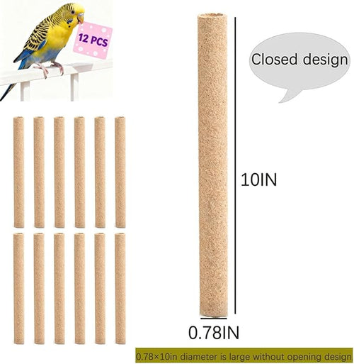 12-Pack Large Sanded Perch Covers for Parakeets,3/4" Diameter | Bird Accessories | Pet Bird Supplies | Bird Perches for Cage Parrotlets, Canaries and Other Small Birds (12pcs Large 10" L x 3/4" D)