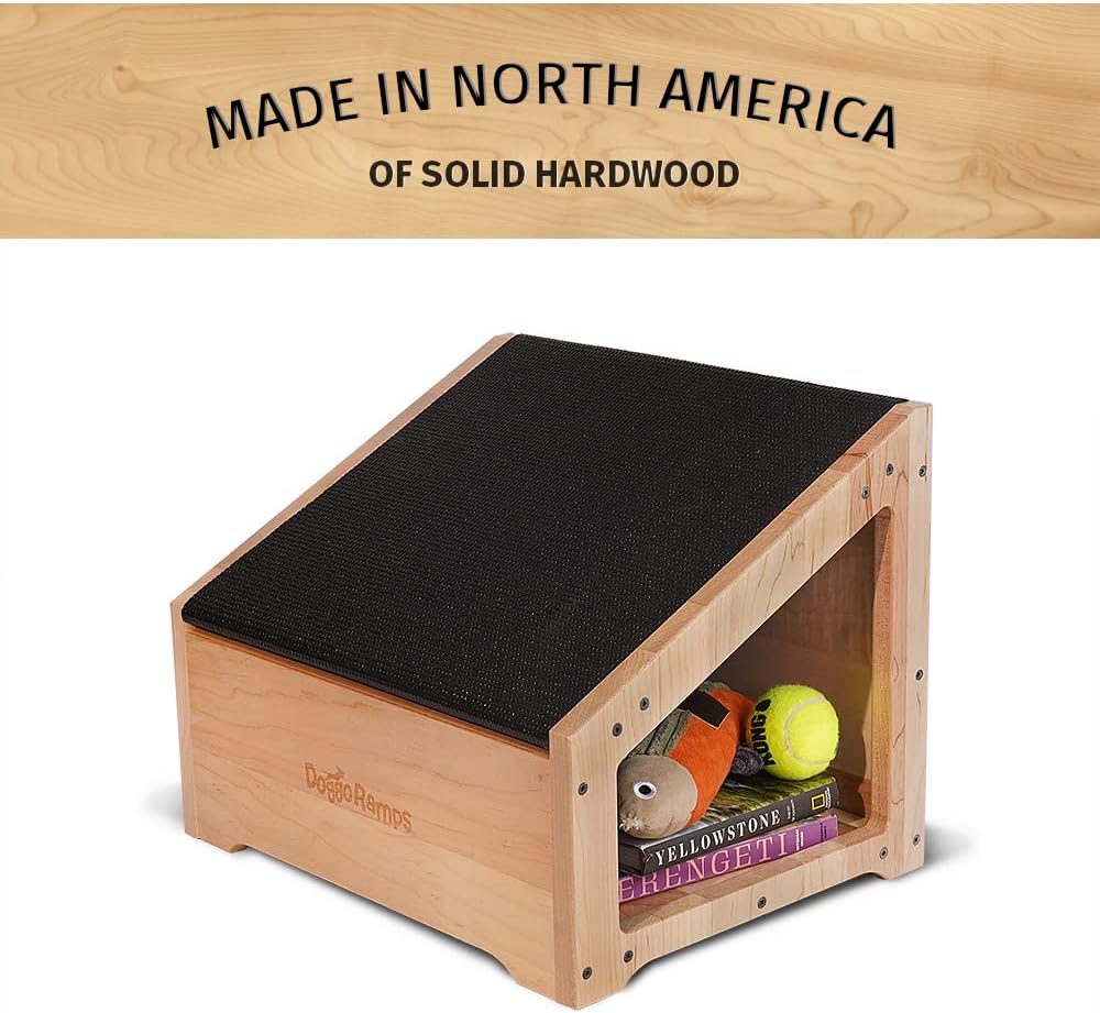 Step-Ramp for Dogs - Solid Hardwood with 3 Finish Options - Dog Ramp & Step Combination with Storage Cubby to Save Space, For Dogs Who Could Use a Helping Step Up - Made in North America