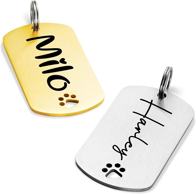 Ultra Joys Dog Tags Personalized for Pets - Hollow Paw Custom Pet ID Tag - Engraved Dog Tag for Small, Large Dogs - Small Military Dog Tag in Silver