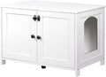 HOOBRO Litter Box Enclosure, Cat Litter Box Furniture with Removable Divider, Large Hidden Litter Box Furniture, Wooden Cat House, End Side Table, 31" L x 17.5" W x 19.7" H, White WT03MW01G2