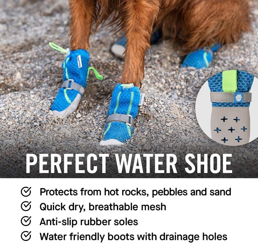 Canada Pooch Dog Boots for Hot Pavement - Paw Protector for Hot Days Size 5 | Small, Medium, Large Size Booties, Anti Slip Rubber, Water Friendly, Breathable Mesh, Easy On Wide Opening, Reflective Strap