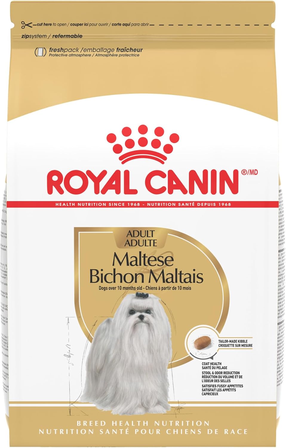 ROYAL CANIN Maltese Adult Dry Dog Food, 10 lb Bag | Coat Health with Omega Fatty Acids, Highly Digestible Proteins for Adult Malteses, Specialized Kibble for Easy Pickup
