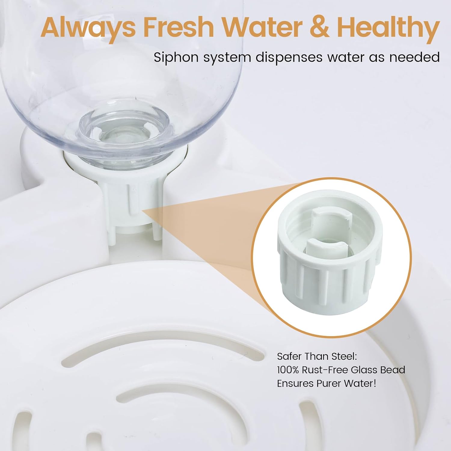 2 in 1 Elevated Dog Cat Bowls, 15°Tilted Pets Water and Food Bowl Set, Pet Feeding Bowls with Automatic Water Bottle and Feeding Mat for Kittens and Small Dogs, White
