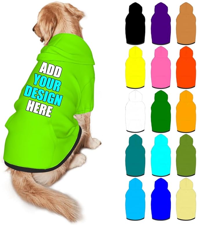 Customized Dog Hoodie with Name Logo Personalized Text Soft & Warm for Puppy Sweatshirt Hooded for Small Medium Large Dogs Girl/Boy Cats/Kitten, LawnGreen, S
