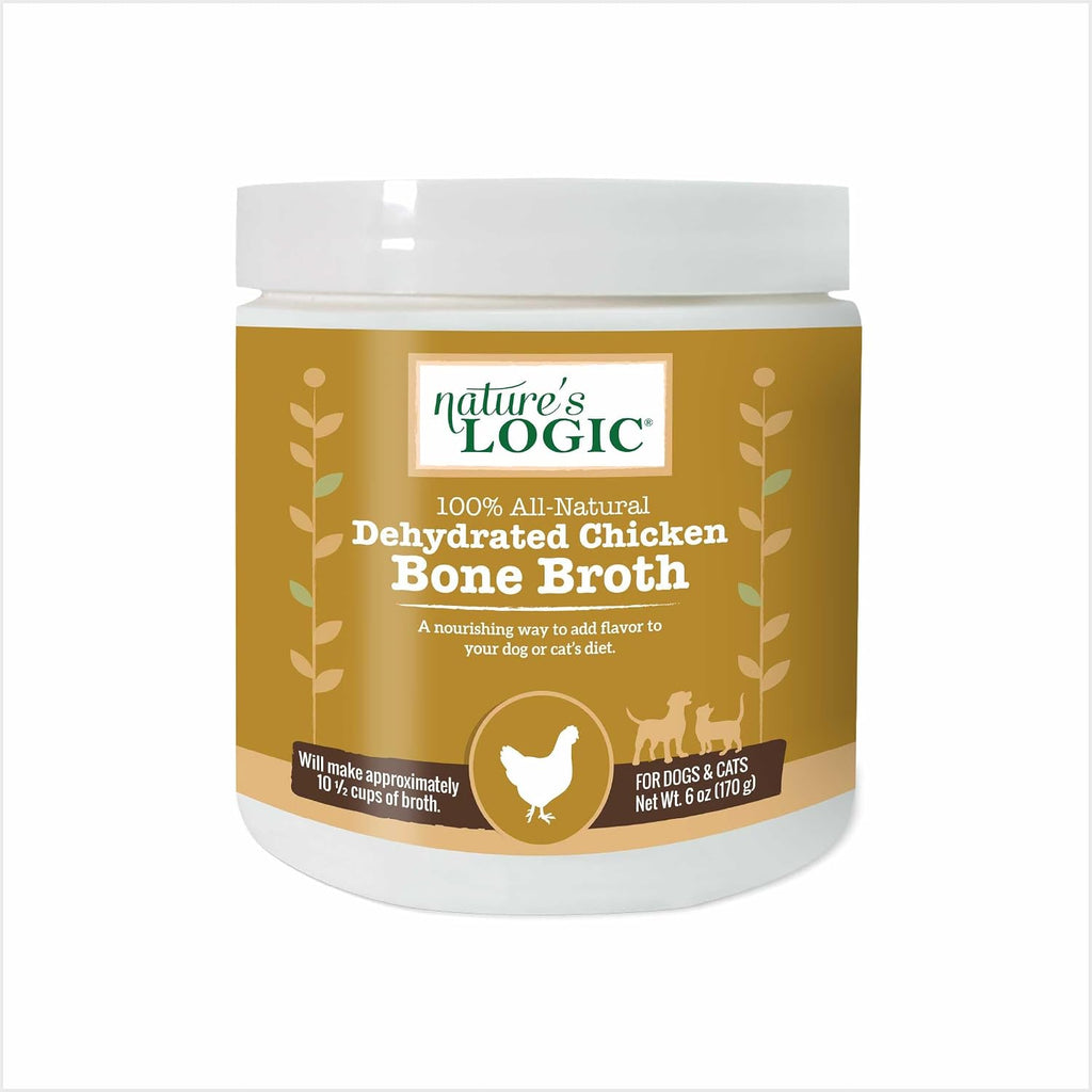 NATURE'S LOGIC Dehydrated Chicken Bone Broth Powder - Dog & Cat Topper, 6oz | 100% natural dog & cat topper, Rich in glucosamine & chondroitin, Boosts immune system, Gluten-free, No synthetic ingredients