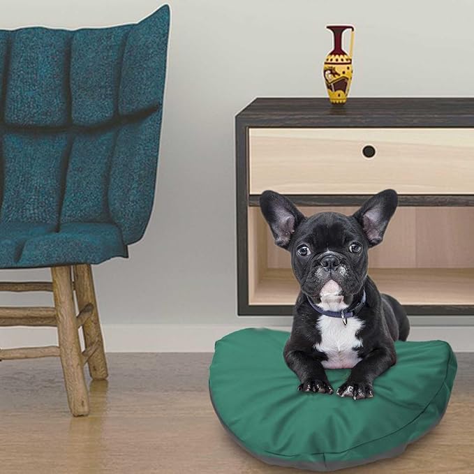 Dog Bed Cover Waterproof Replacement Machine Washable Covers for 24x24 Inch Dog Bed Heavy Duty Scratch Resistant Mattress Protector Pet Bed Round Dark Green Cover Only