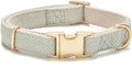 Soft Cotton Hemp Dog Collar with Metal Buckle Adjustable Tweed Dog Collars for Small Medium Large Dogs(Grey,Medium)