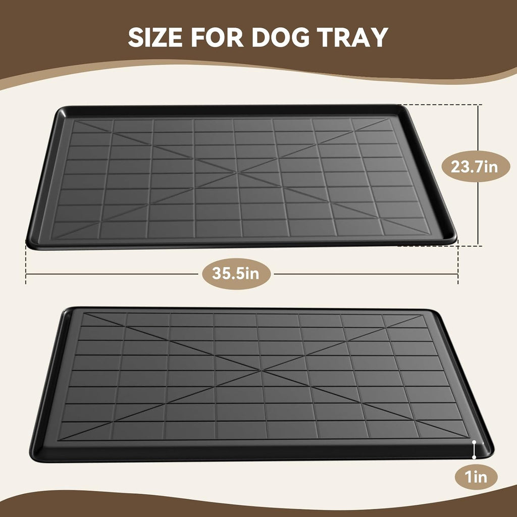 Holiwei 35.4" 2PC Dog Crate Tray Replacement fit for Metal Dog Crate Dog Cage Pans Plastic Tray