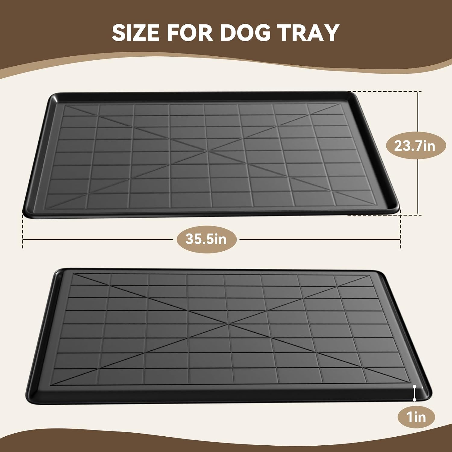 Holiwei 35.4" 2PC Dog Crate Tray Replacement fit for Metal Dog Crate Dog Cage Pans Plastic Tray